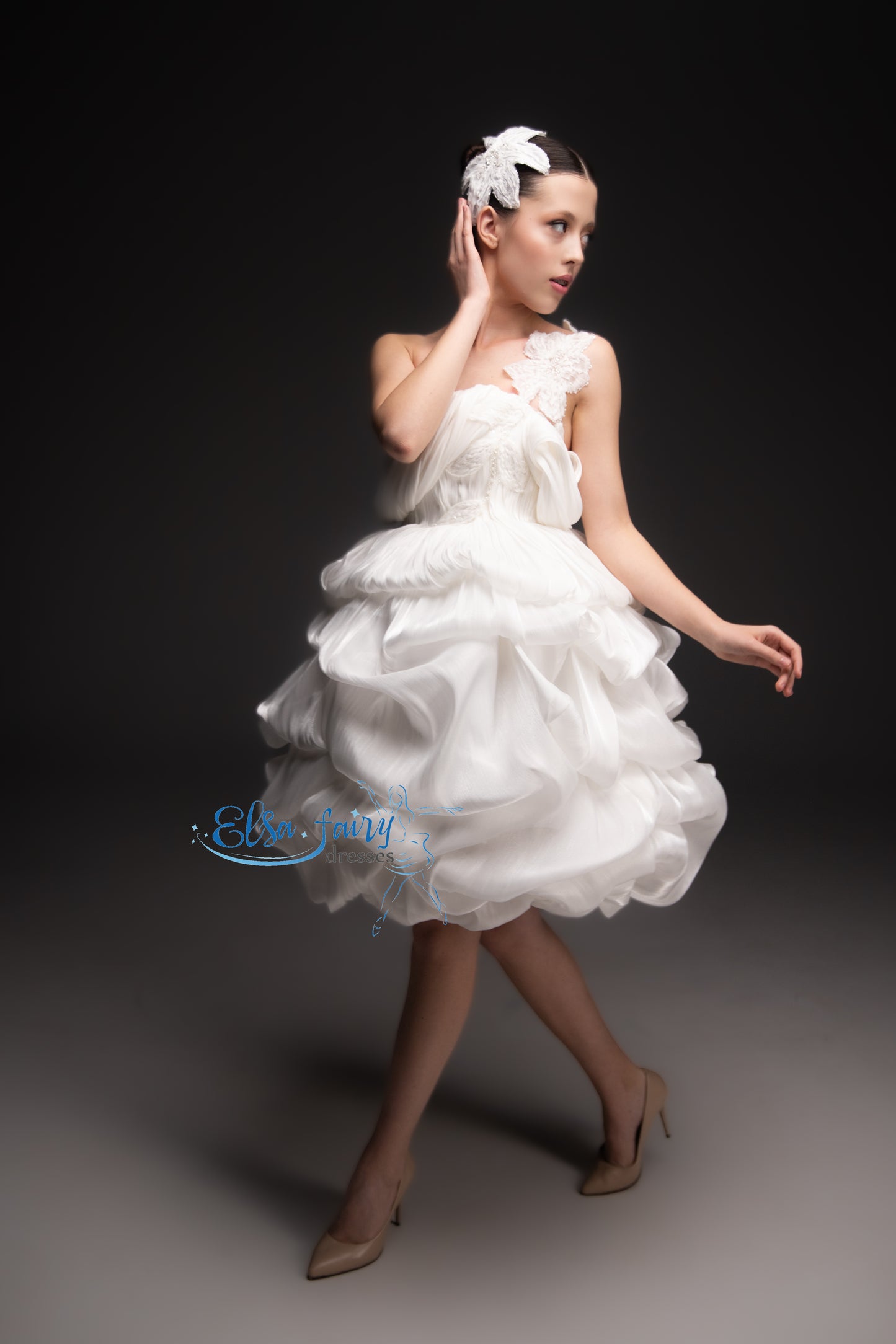 White couture cocktail dress, Pageant interview dress, Birthday Girl Dress, Flower Girl Dress, Wedding guest Dress, Graduation dress