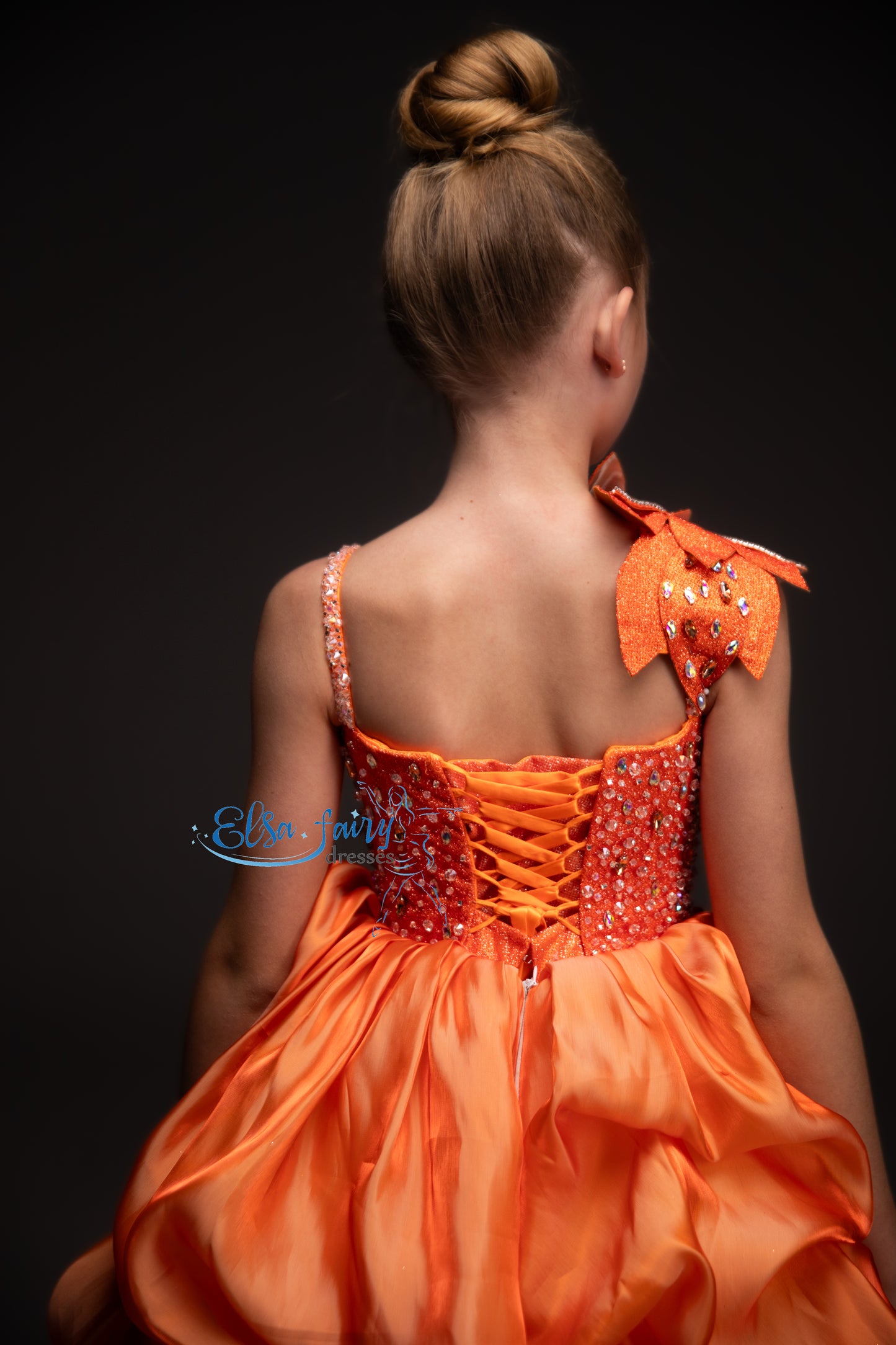 Orange couture special occasion dress, Pageant ball gown, Birthday Girl Dress, Flower Girl Dress, Wedding guest Dress, junior bridesmaid gown