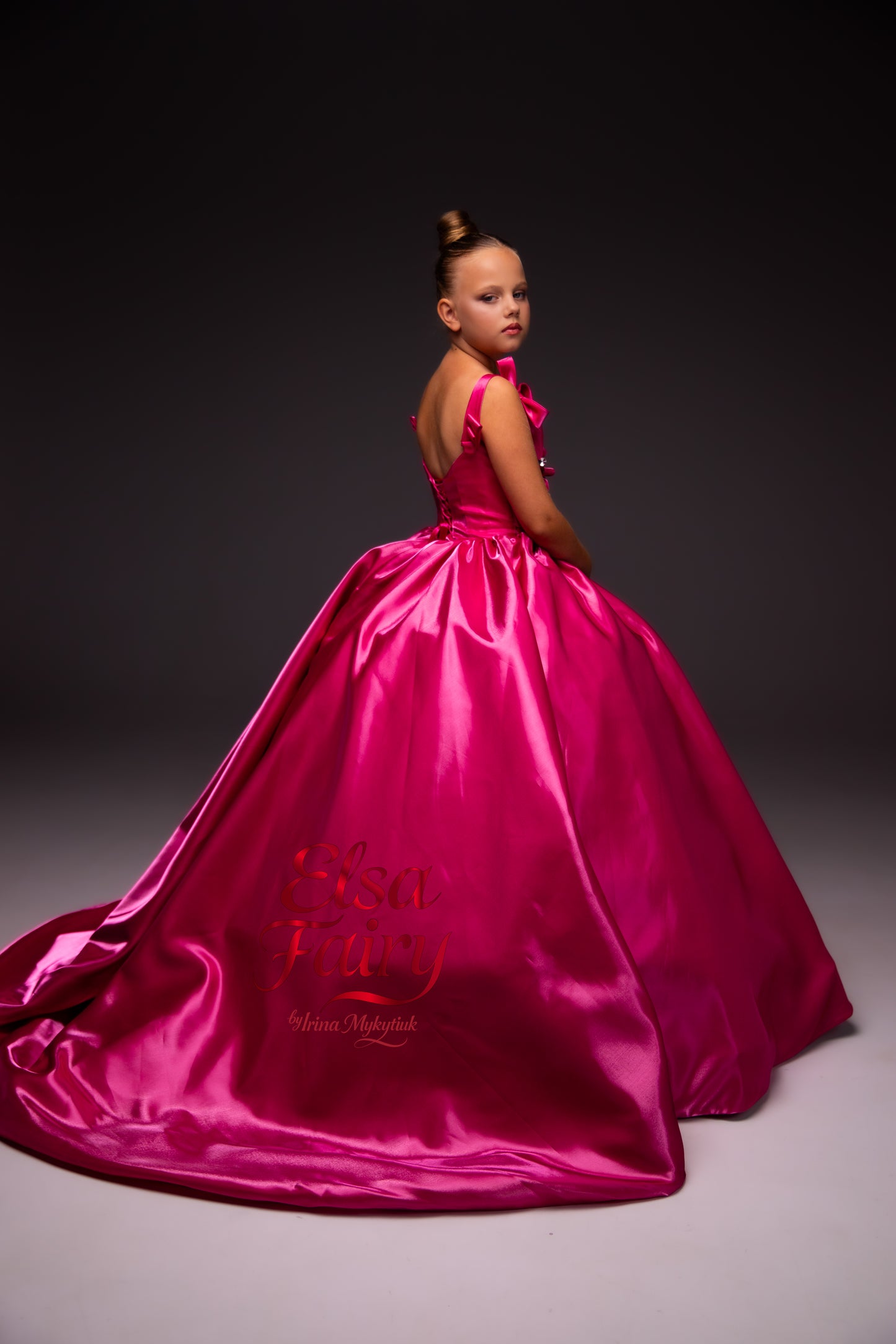 Hot Pink Gala evening gown, Pageant ball gown, Flower Girl Dress, Wedding Guest Dress, Girl Birthday Dress, junior bridesmaid gown