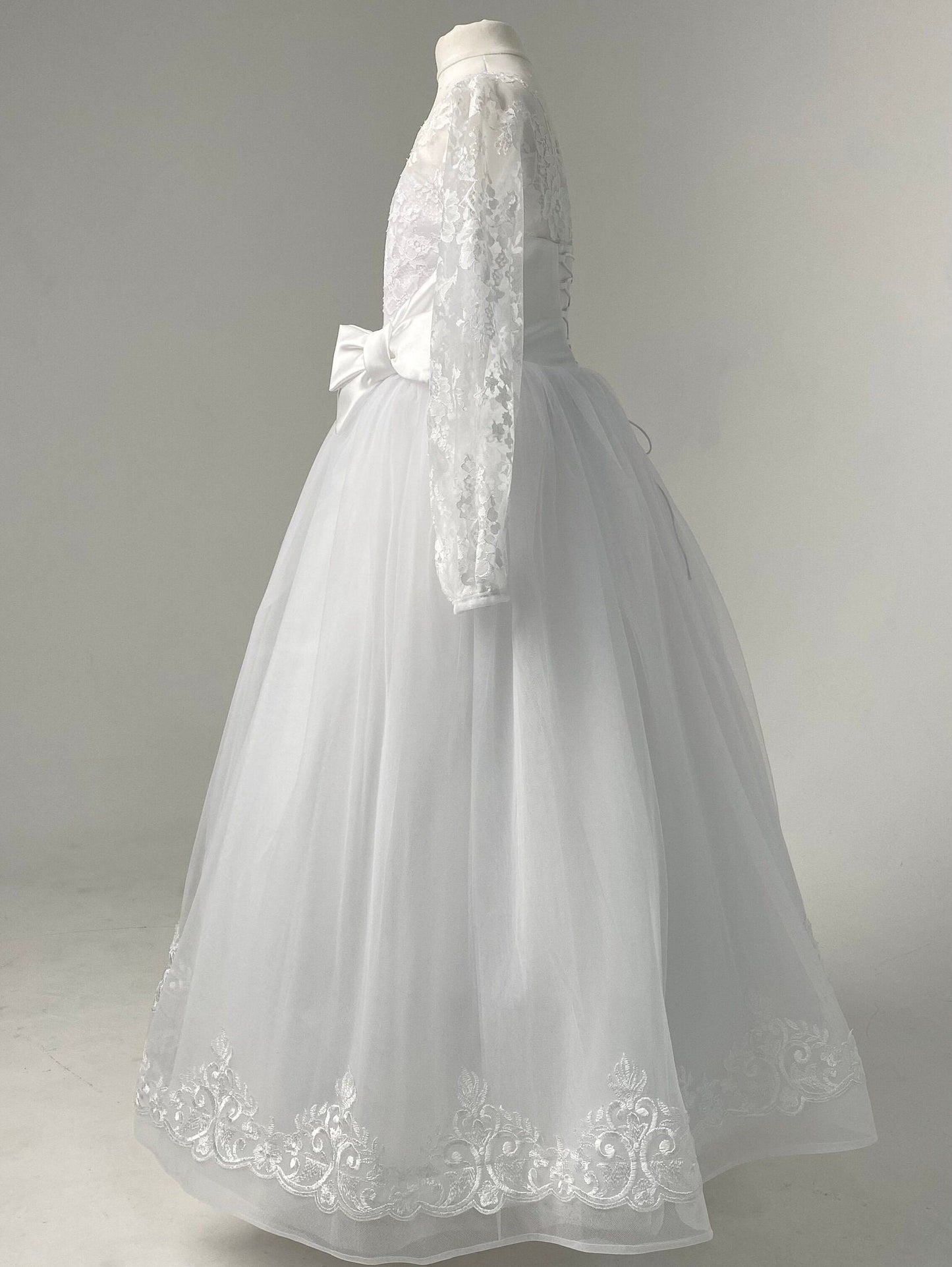 White lace First communion & Baptism dress, flower girl dress, wedding guest dress, Bridesmaids dress, holy communion gown, mini bride dress