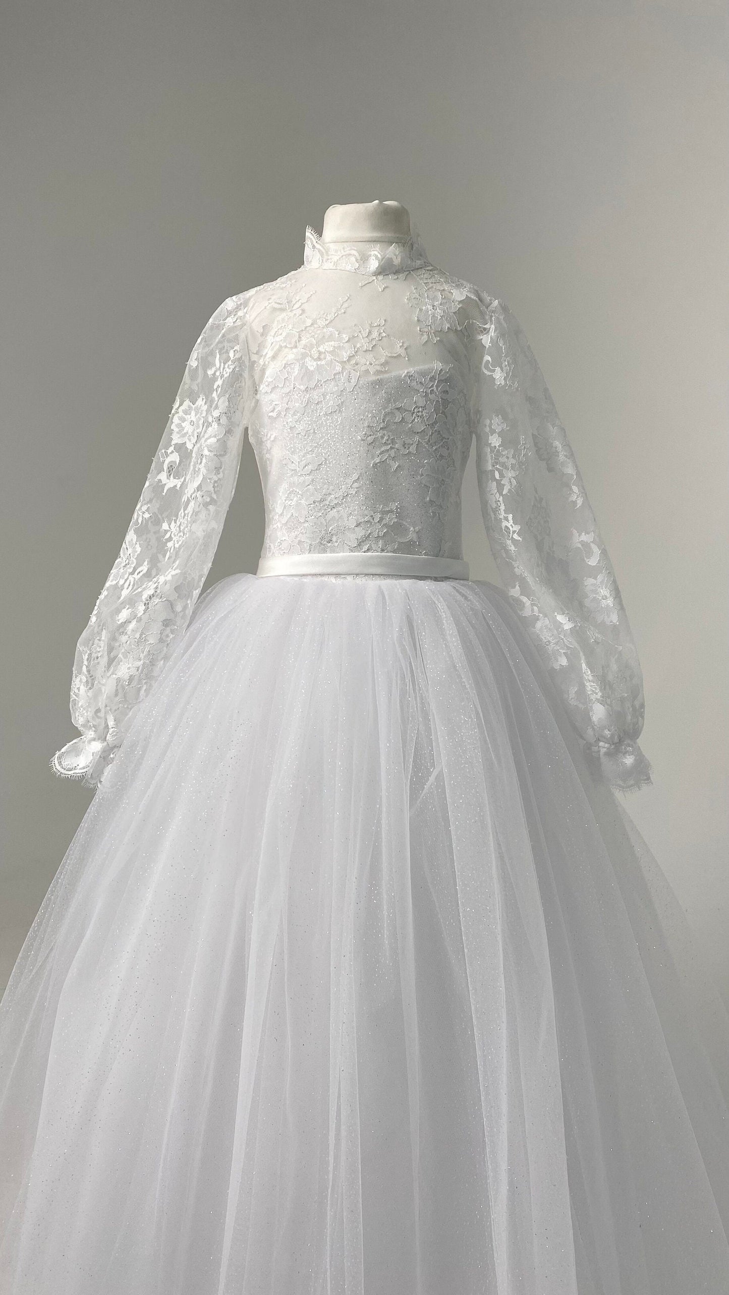 White lace First communion & Baptism dress, flower girl dress, wedding guest dress, Bridesmaids dress, holy communion gown, mini bride dress