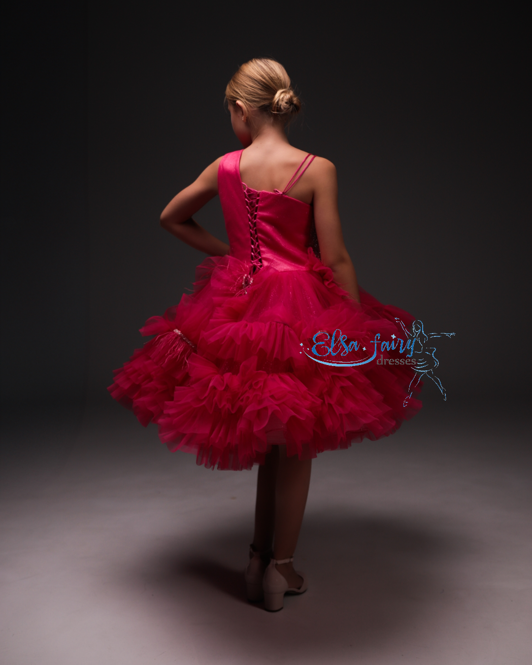 Hot Pink Cocktail Birthday Girl Dress, Flower Girl Dress, Wedding guest Dress, Pageant fun fashion interview dress, Toddler Dress, junior bridesmaid gown