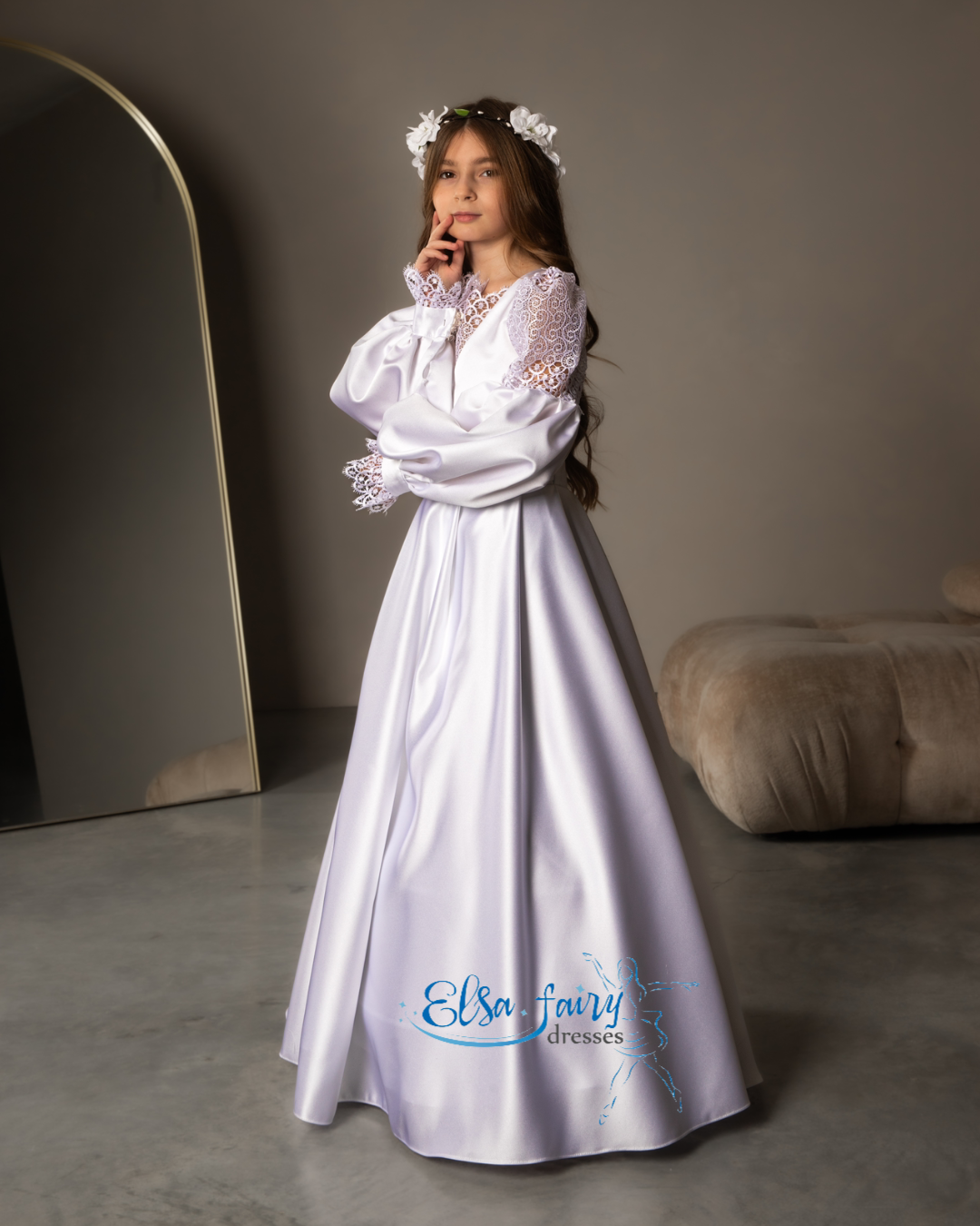 White First Communion & Baptism dress, Flower Girl Dress, wedding guest dress, formal wear, special occasion gown, Junior Bridesmaid dress