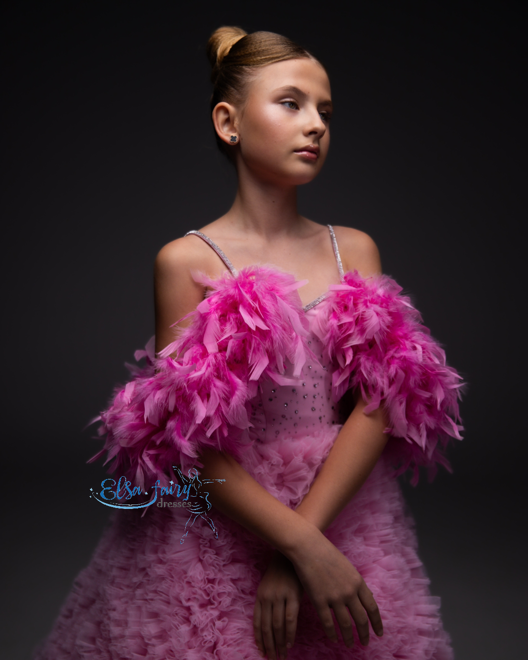 Pink tulle evening gown, Pageant ball gown, Birthday Girl Dress, Flower Girl Dress, Wedding guest Dress, special occasion dress, junior bridesmaid gown