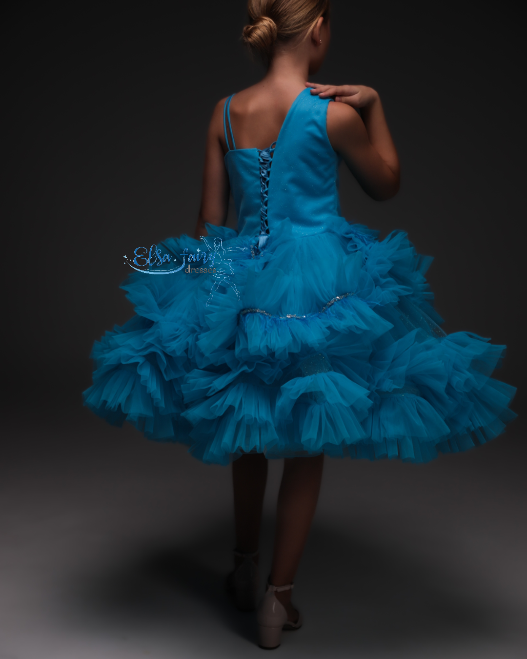 Blue Cocktail Birthday Girl Dress, Flower Girl Dress, Wedding guest Dress, Toddler Dress, Baby frock, junior bridesmaid gown