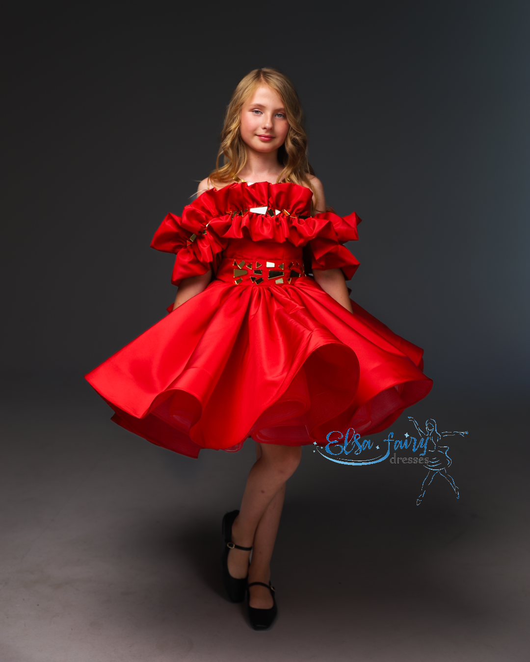 Red Cocktail Birthday Girl Dress, Fun fashion pageant dress, interview pageant gown, Flower Girl Dress, Wedding guest Dress, Toddler Dress, junior bridesmaid gown