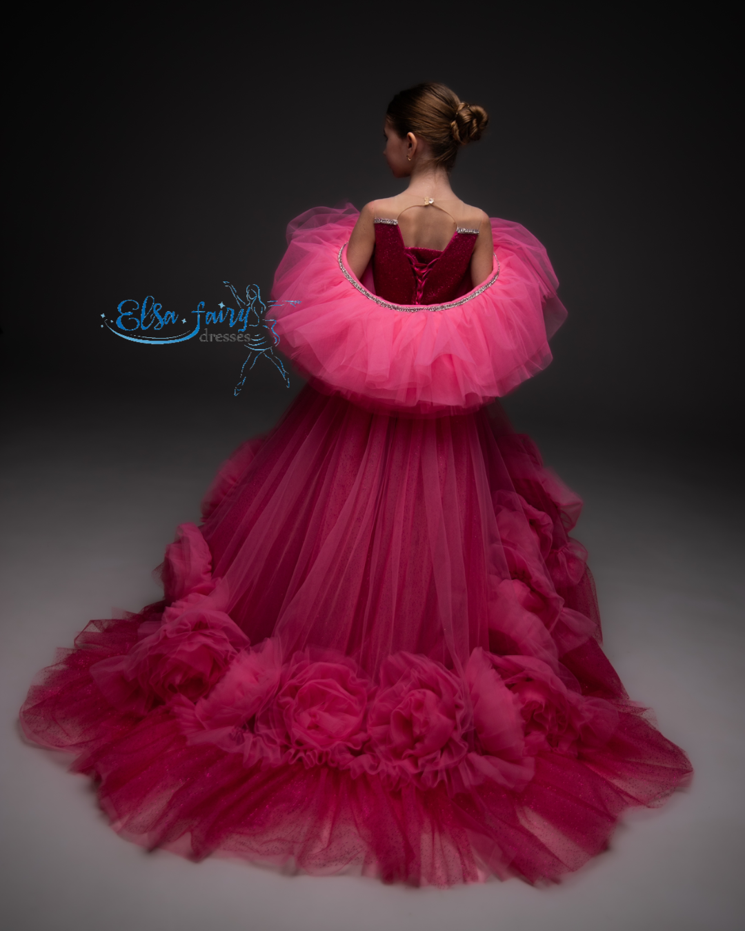 Hot Pink special occasion dress, Pageant ball evening gown, Birthday Girl Dress, Flower Girl Dress, Wedding guest Dress, Girl Birthday Dress, junior bridesmaid gown