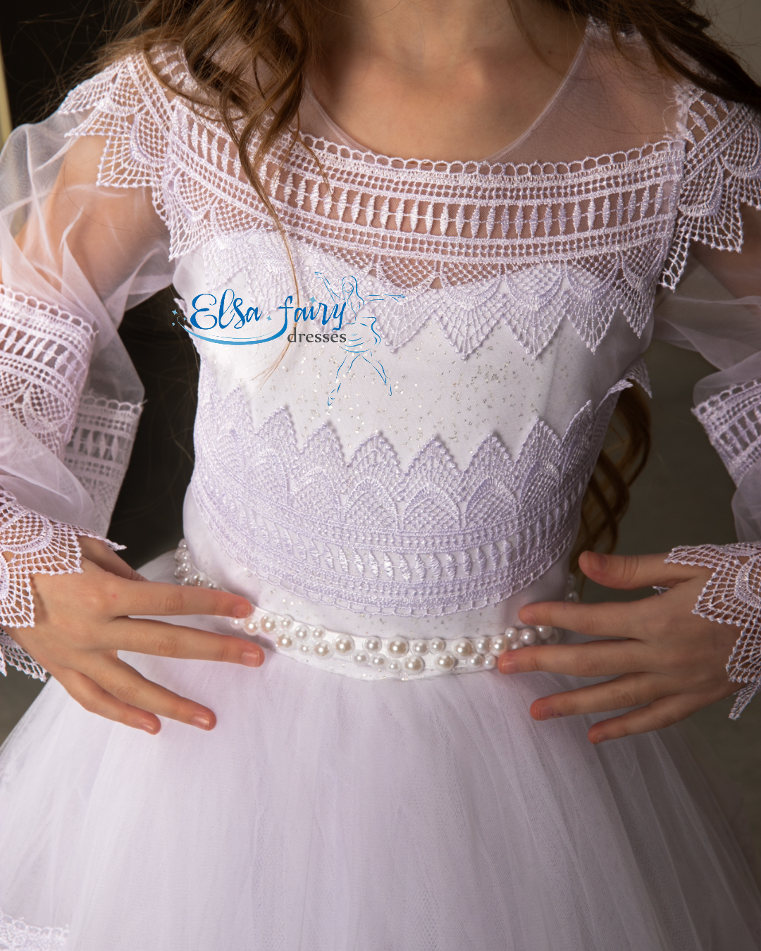 White First Communion & Baptism dress, Flower Girl Dress, wedding guest dress, formal wear, special occasion gown, Junior Bridesmaid dress
