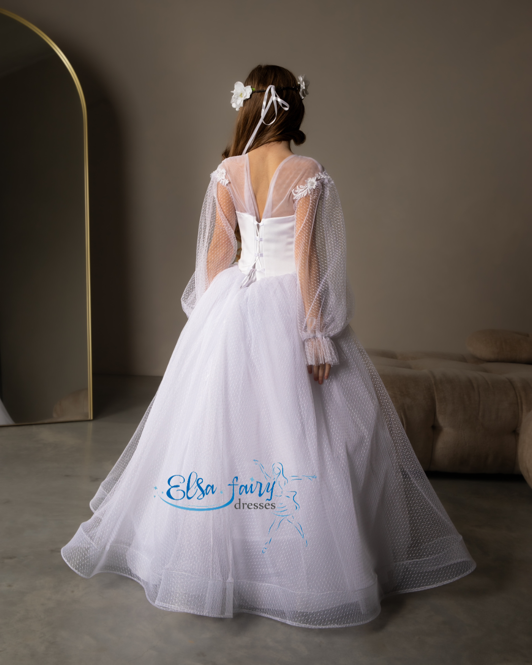 White First Communion & Baptism dress, Flower Girl Dress, wedding guest dress, formal wear, special occasion gown, Junior Bridesmaid dress