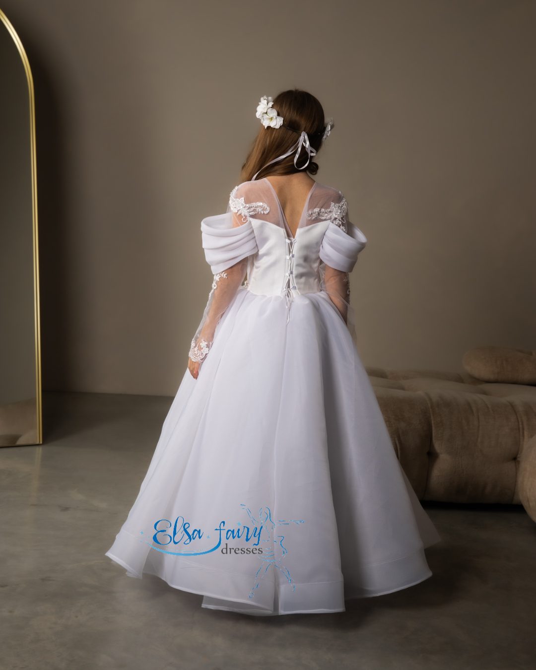 White First Communion & Baptism dress, Flower Girl Dress, wedding guest dress, formal wear, special occasion gown, Junior Bridesmaid dress