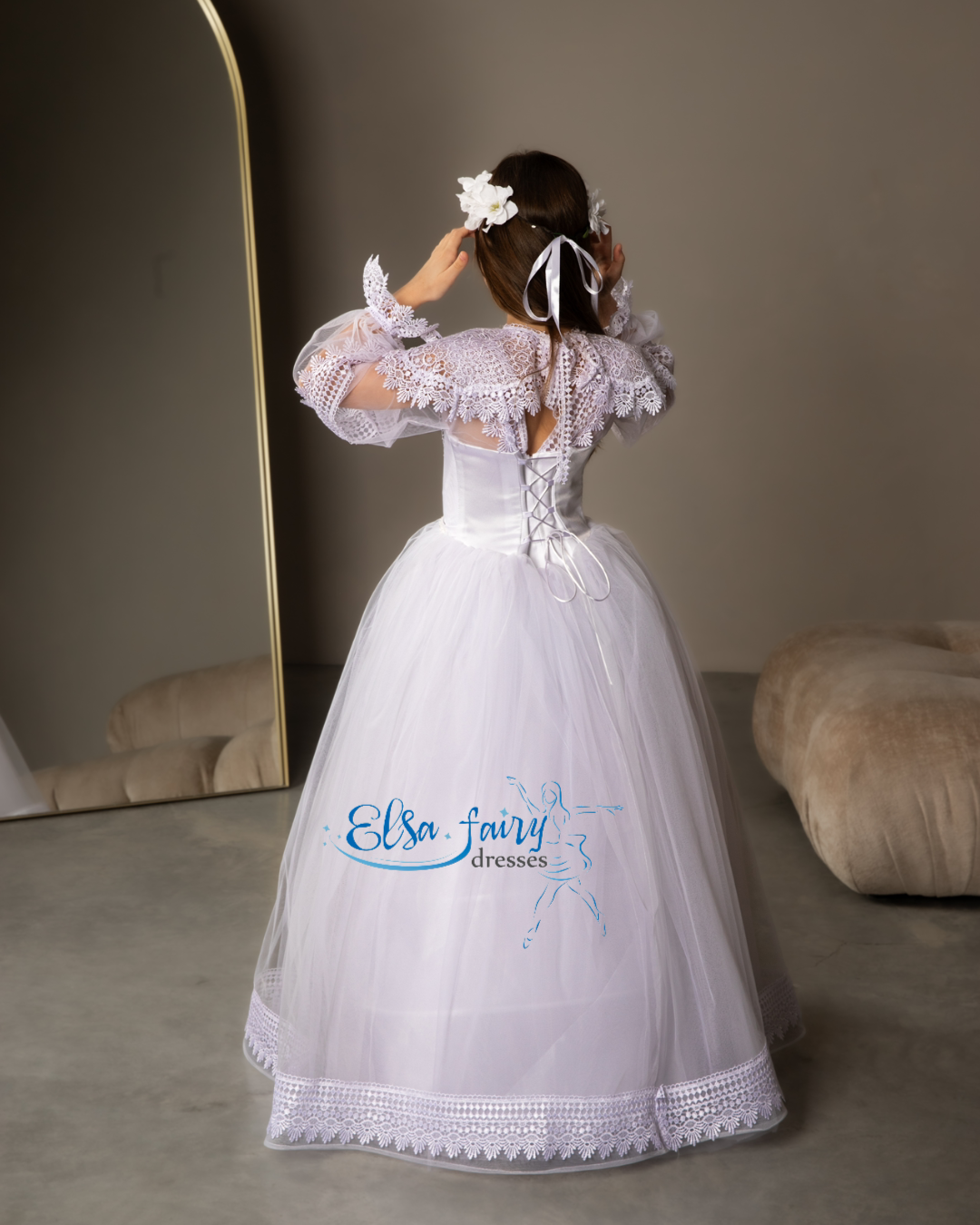 White First Communion & Baptism dress, Flower Girl Dress, wedding guest dress, formal wear, special occasion gown, Junior Bridesmaid dress