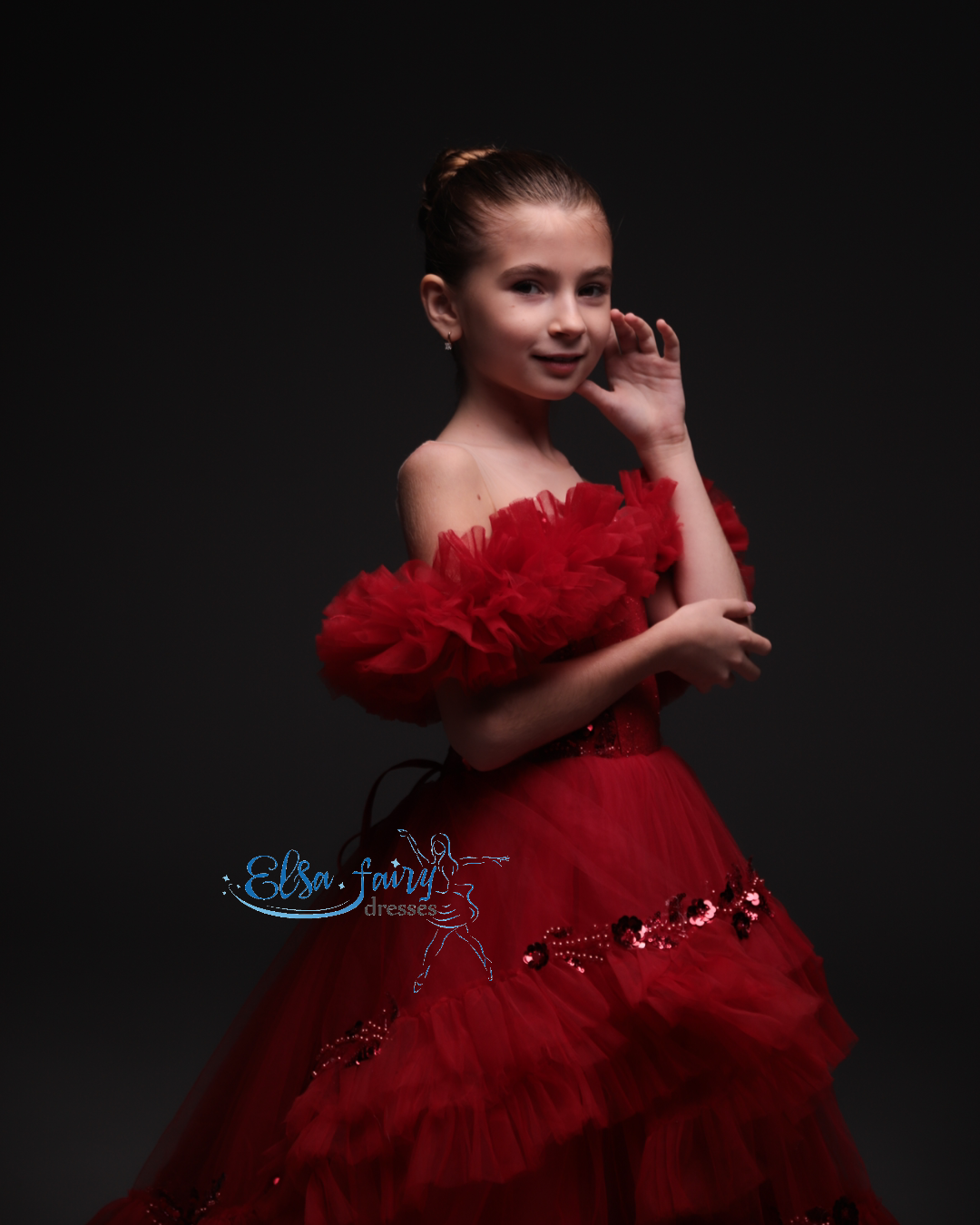 Red Gala evening gown, Pageant ball gown, Birthday Girl Dress, Flower Girl Dress, Wedding guest Dress, junior bridesmaid gown
