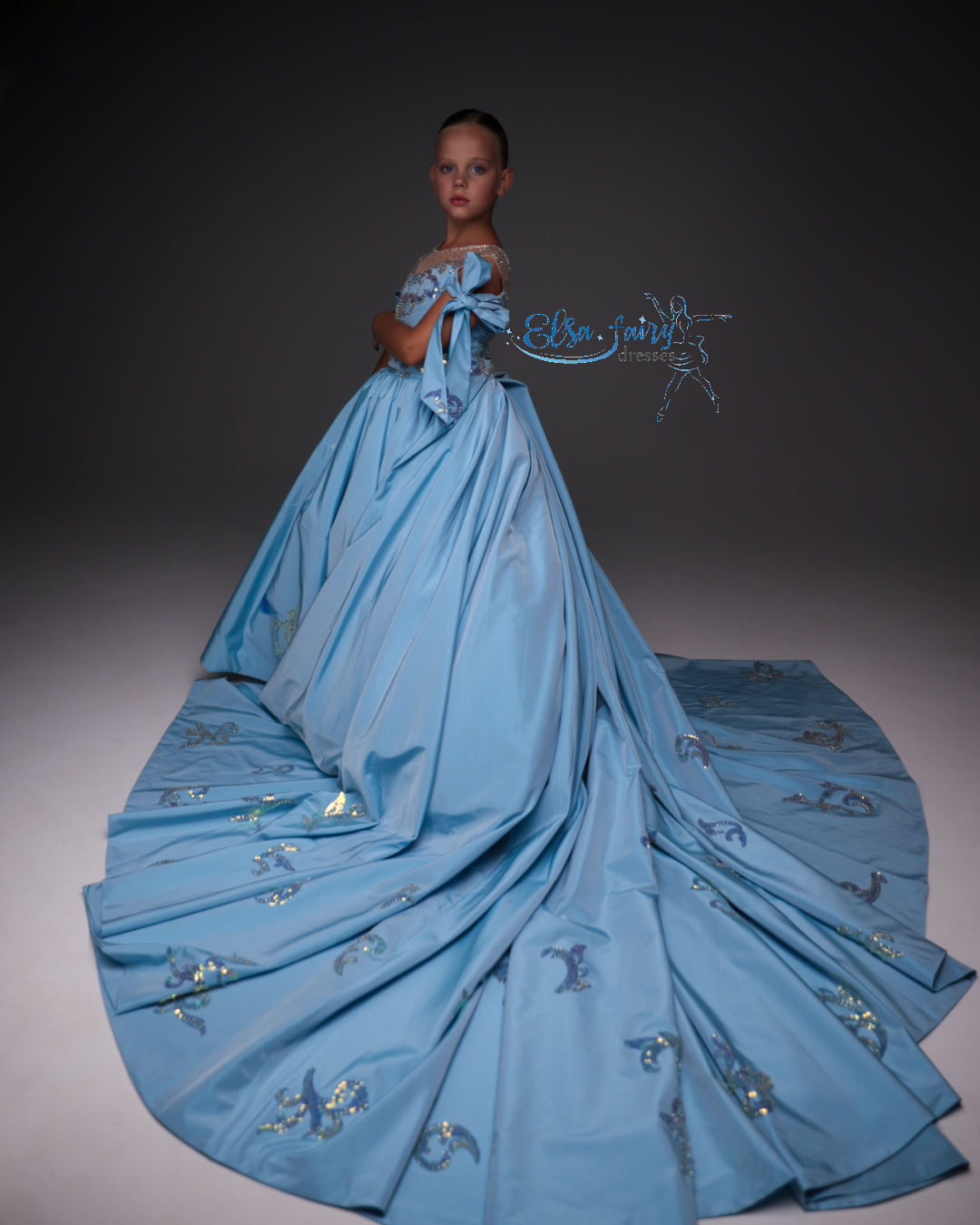 Blue Gala evening gown, Pageant ball gown, Birthday Girl Dress, Flower Girl Dress, Wedding guest Dress, Girl Birthday Dress, junior bridesmaid gown