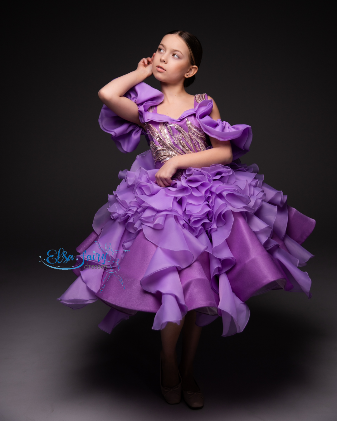 Lilac couture special occasion dress, Pageant ball gown, Birthday Girl Dress, Flower Girl Dress, Wedding guest Dress, junior bridesmaid gown