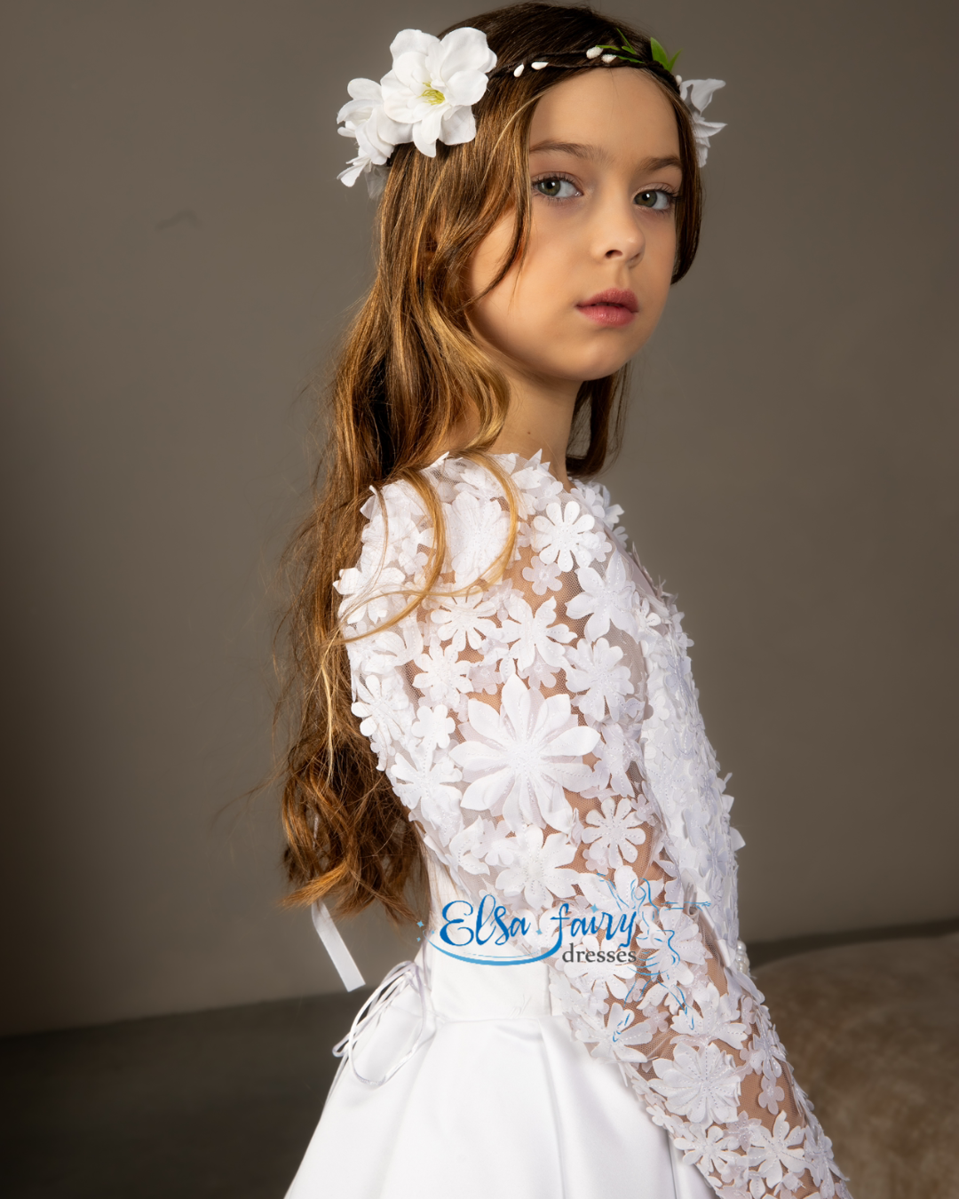 White First Communion & Baptism dress, Flower Girl Dress, wedding guest dress, formal wear, special occasion gown, Junior Bridesmaid dress