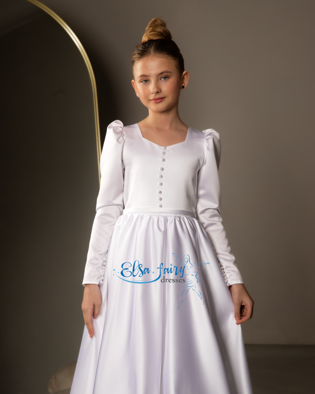 White First Communion & Baptism dress, Flower Girl Dress, wedding guest dress, formal wear, special occasion gown, Junior Bridesmaid dress