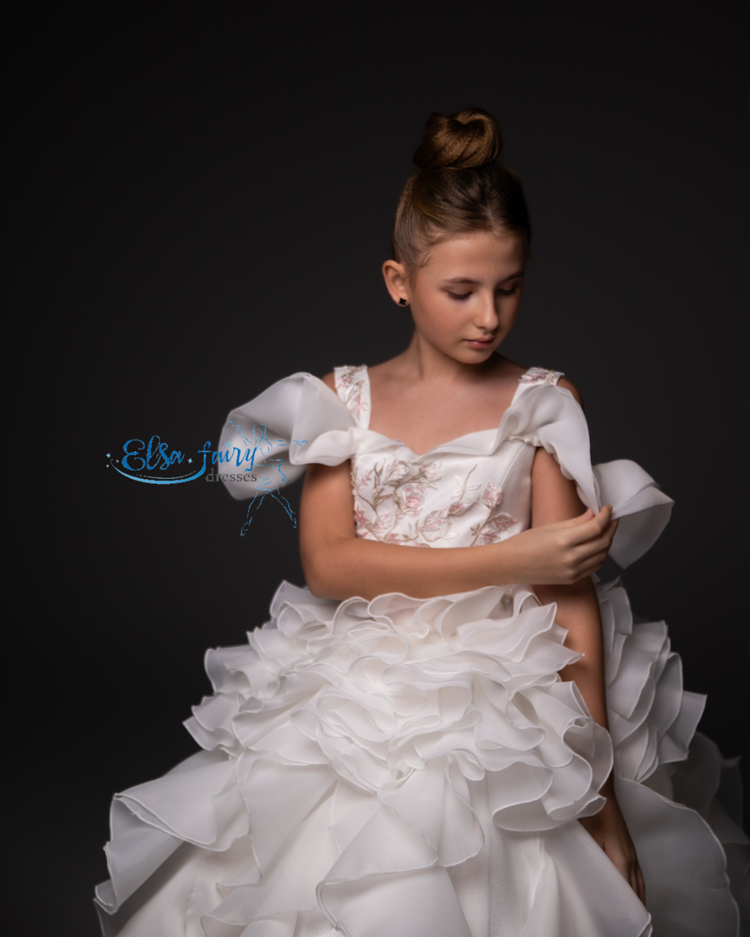 White couture special occasion dress, Pageant ball gown, Birthday Girl Dress, Flower Girl Dress, Wedding guest Dress, junior bridesmaid gown