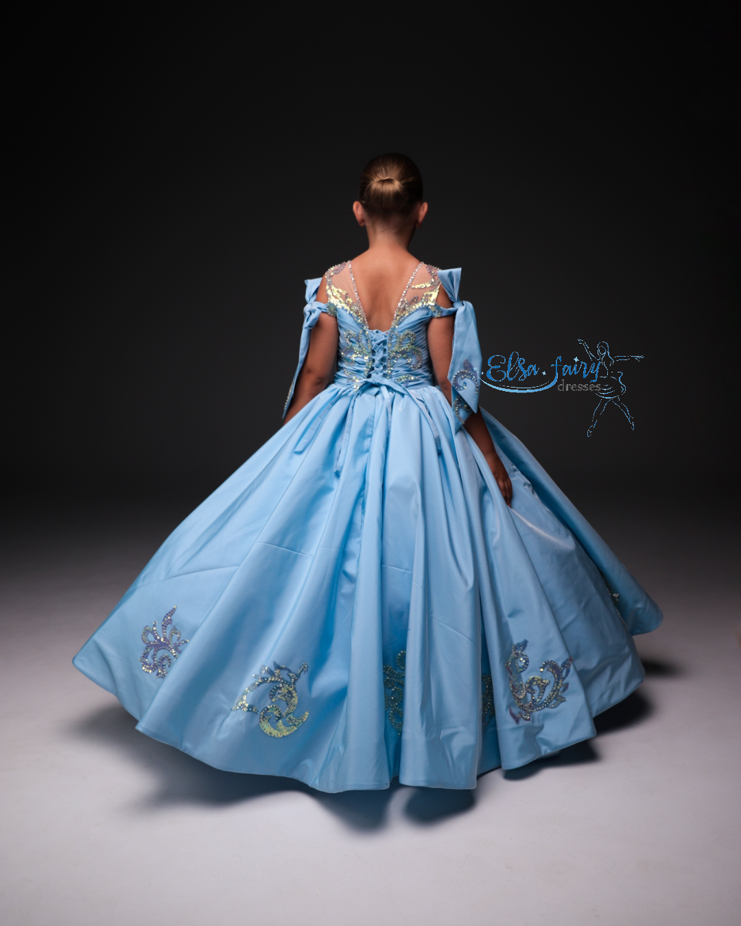 Blue Gala evening gown, Pageant ball gown, Birthday Girl Dress, Flower Girl Dress, Wedding guest Dress, Girl Birthday Dress, junior bridesmaid gown