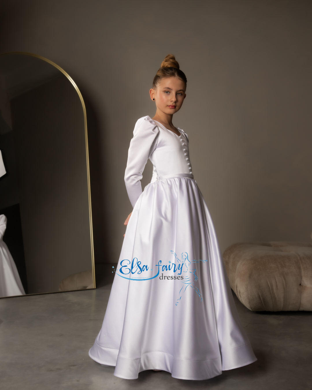 White First Communion & Baptism dress, Flower Girl Dress, wedding guest dress, formal wear, special occasion gown, Junior Bridesmaid dress