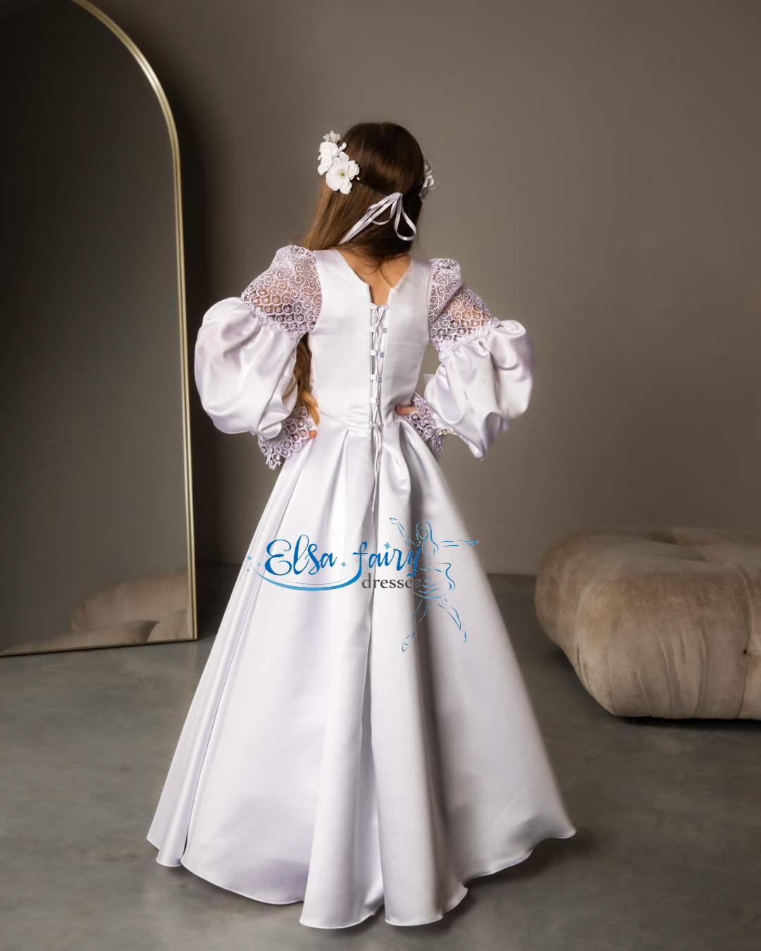 White First Communion & Baptism dress, Flower Girl Dress, wedding guest dress, formal wear, special occasion gown, Junior Bridesmaid dress