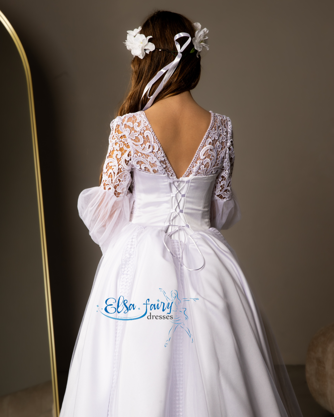 White First Communion & Baptism dress, Flower Girl Dress, wedding guest dress, formal wear, special occasion gown, Junior Bridesmaid dress