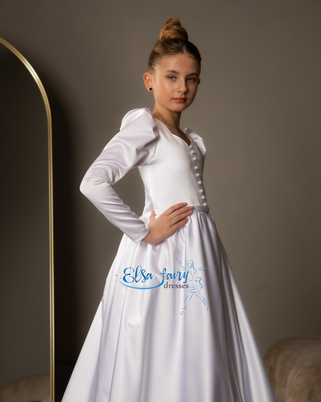 White First Communion & Baptism dress, Flower Girl Dress, wedding guest dress, formal wear, special occasion gown, Junior Bridesmaid dress