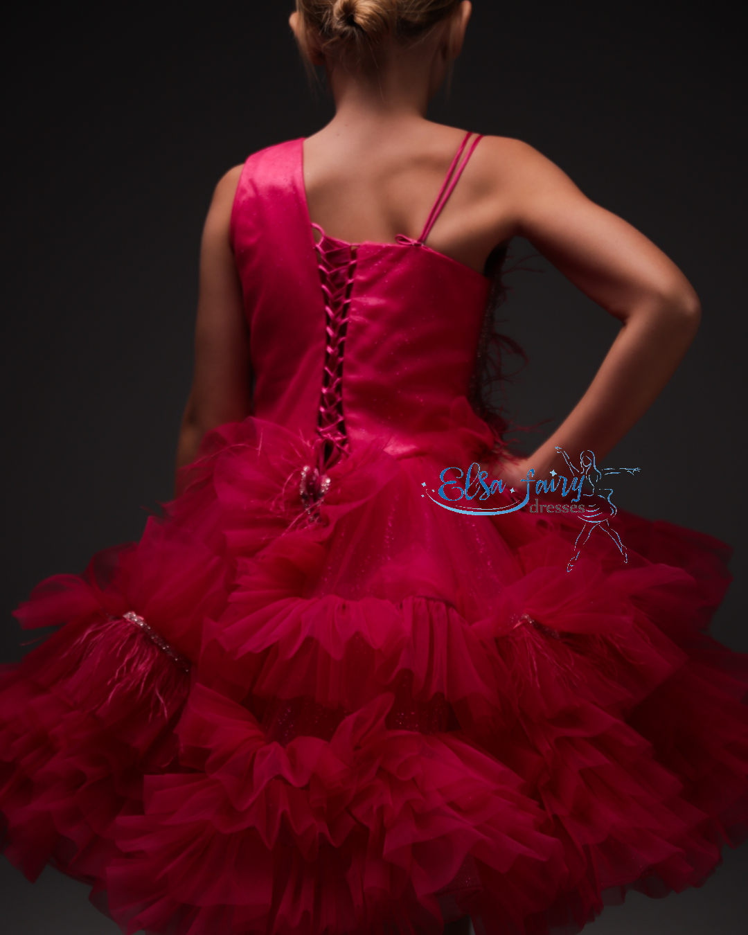 Hot Pink Cocktail Birthday Girl Dress, Flower Girl Dress, Wedding guest Dress, Pageant fun fashion interview dress, Toddler Dress, junior bridesmaid gown