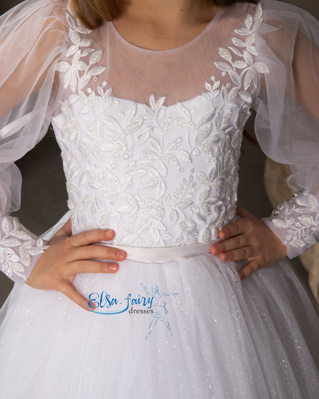 White First Communion & Baptism dress, Flower Girl Dress, wedding guest dress, formal wear, special occasion gown, Junior Bridesmaid dress