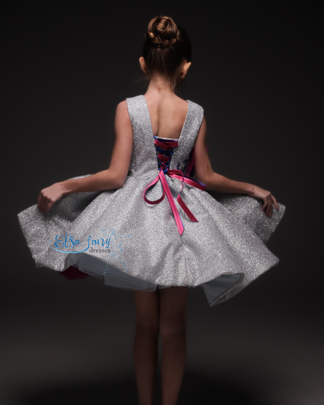 Silver couture special occasion dress, Pageant ball gown, Birthday Girl Dress, Flower Girl Dress, Wedding guest Dress, junior bridesmaid gown