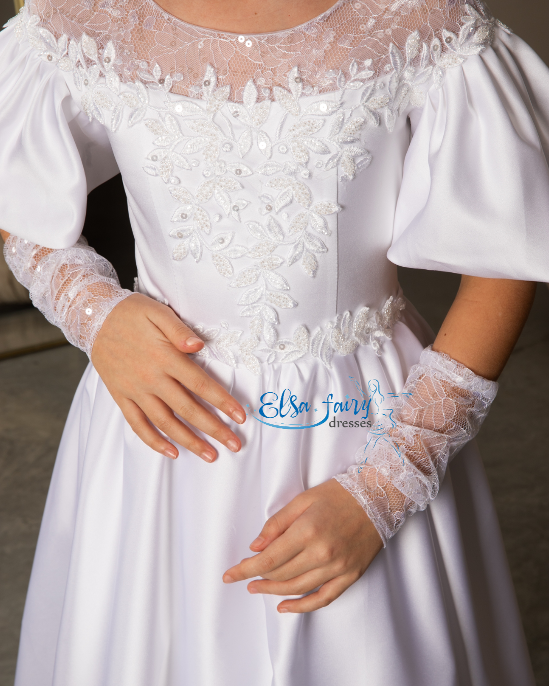 White First Communion & Baptism dress, Flower Girl Dress, wedding guest dress, formal wear, special occasion gown, Junior Bridesmaid dress