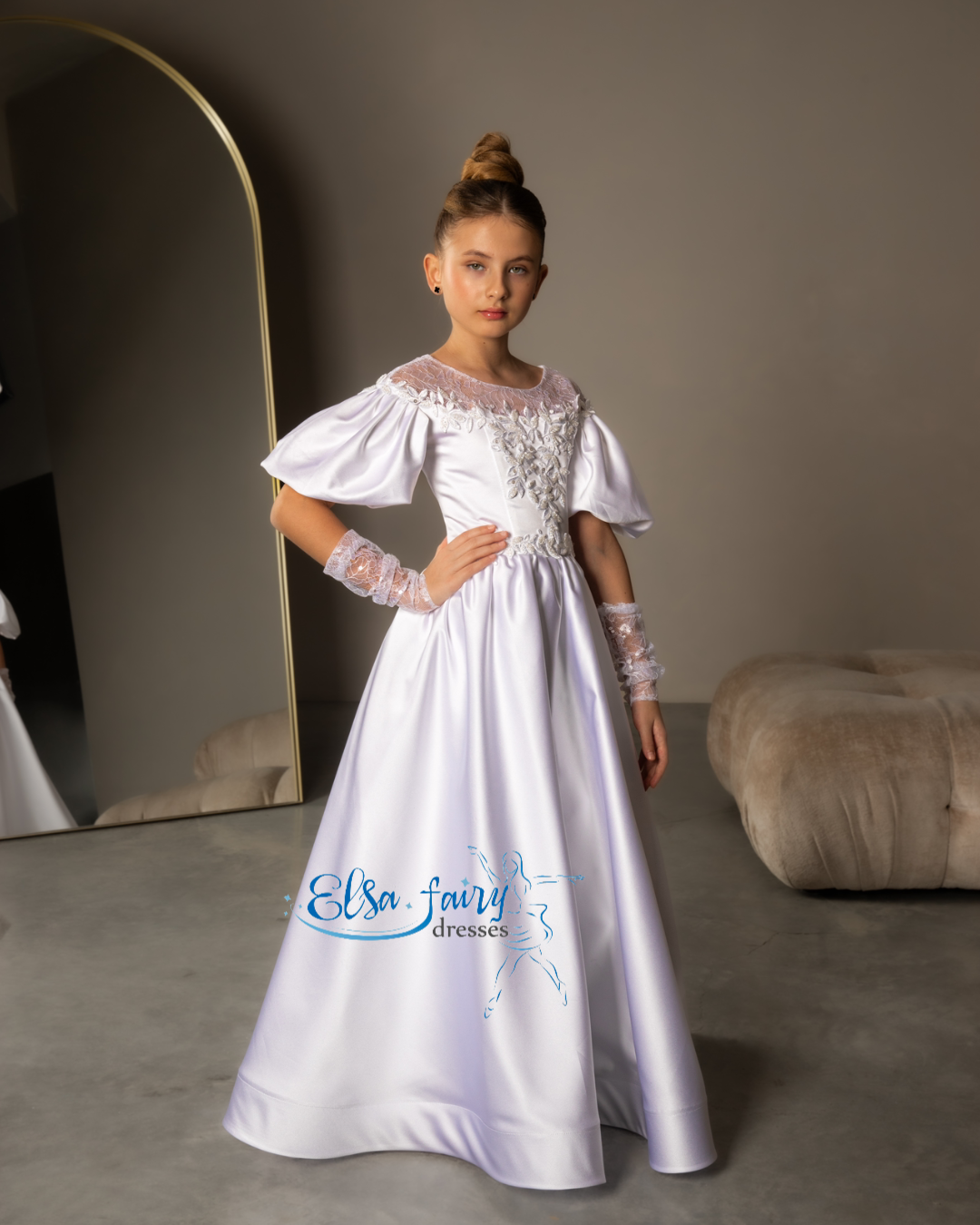 White First Communion & Baptism dress, Flower Girl Dress, wedding guest dress, formal wear, special occasion gown, Junior Bridesmaid dress