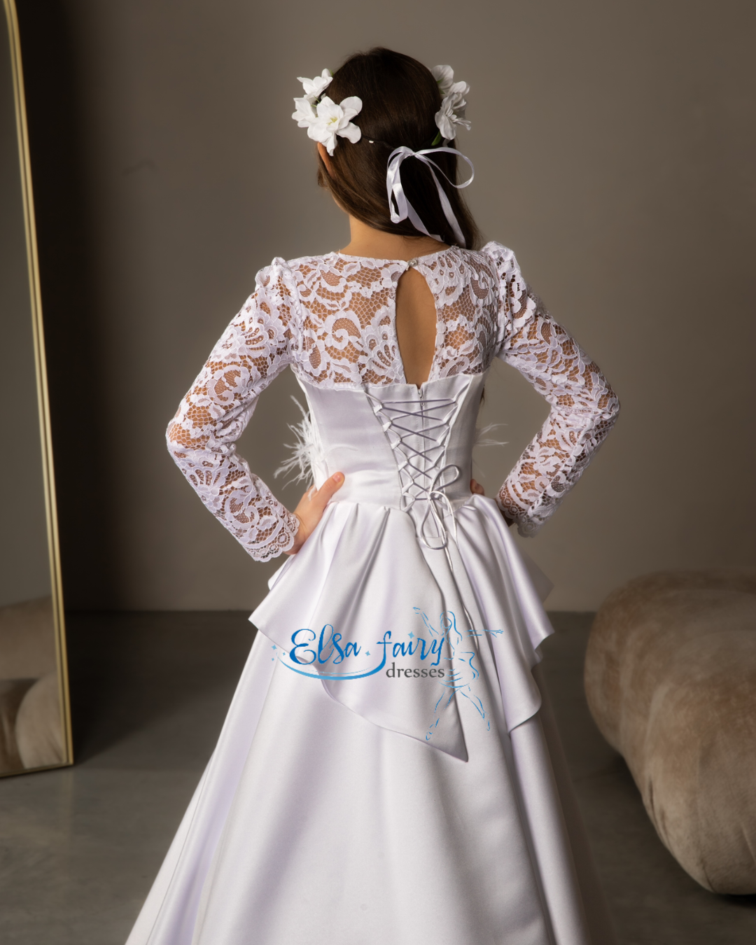 White First Communion & Baptism dress, Flower Girl Dress, wedding guest dress, formal wear, special occasion gown, Junior Bridesmaid dress
