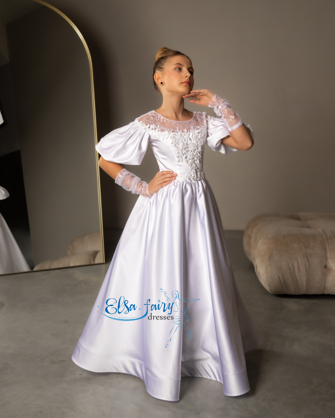 White First Communion & Baptism dress, Flower Girl Dress, wedding guest dress, formal wear, special occasion gown, Junior Bridesmaid dress