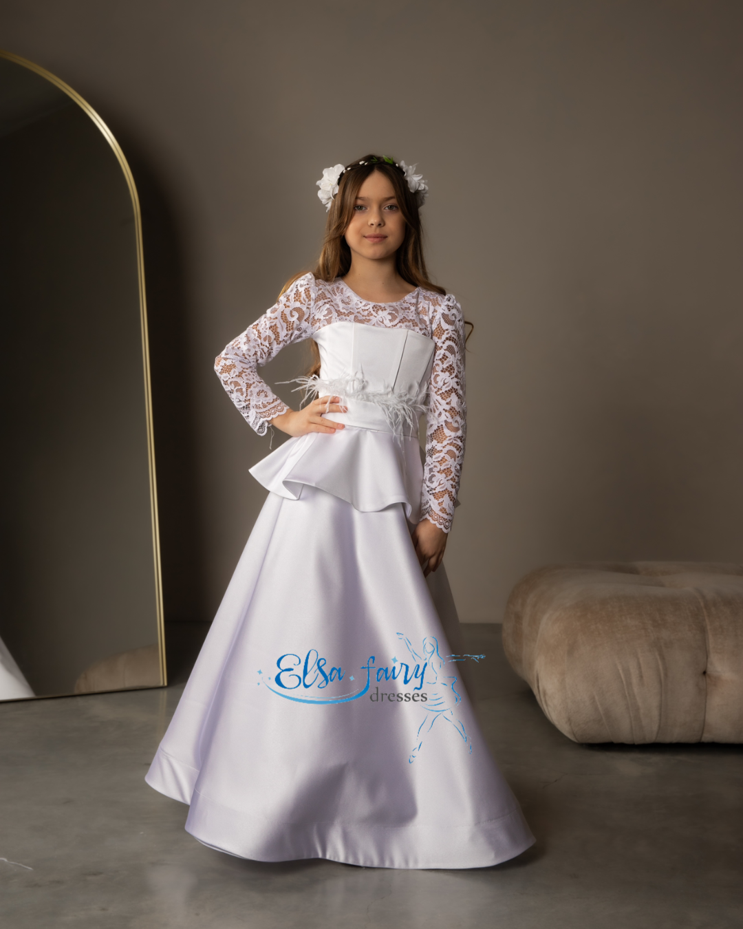 White First Communion & Baptism dress, Flower Girl Dress, wedding guest dress, formal wear, special occasion gown, Junior Bridesmaid dress