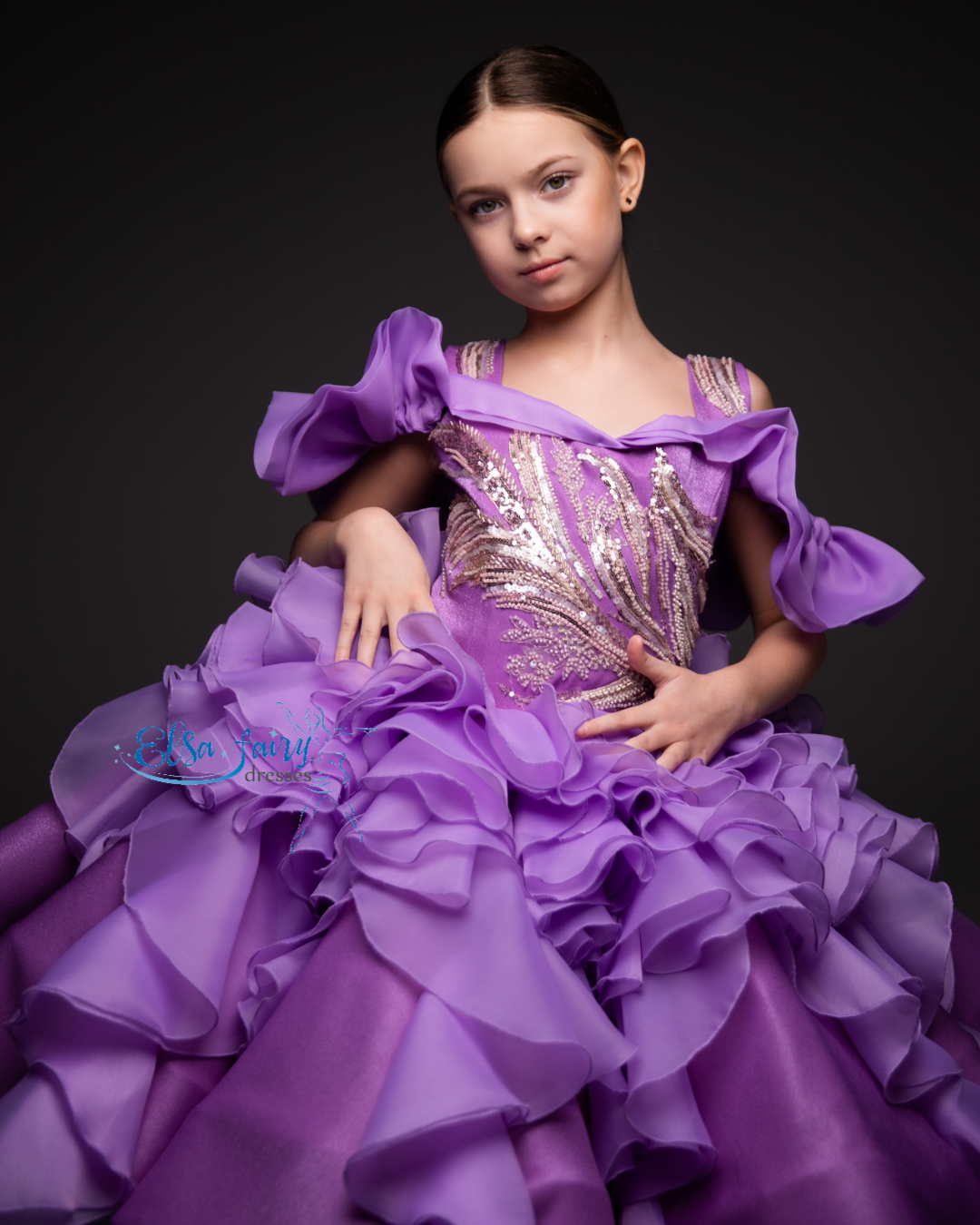 Lilac couture special occasion dress, Pageant ball gown, Birthday Girl Dress, Flower Girl Dress, Wedding guest Dress, junior bridesmaid gown