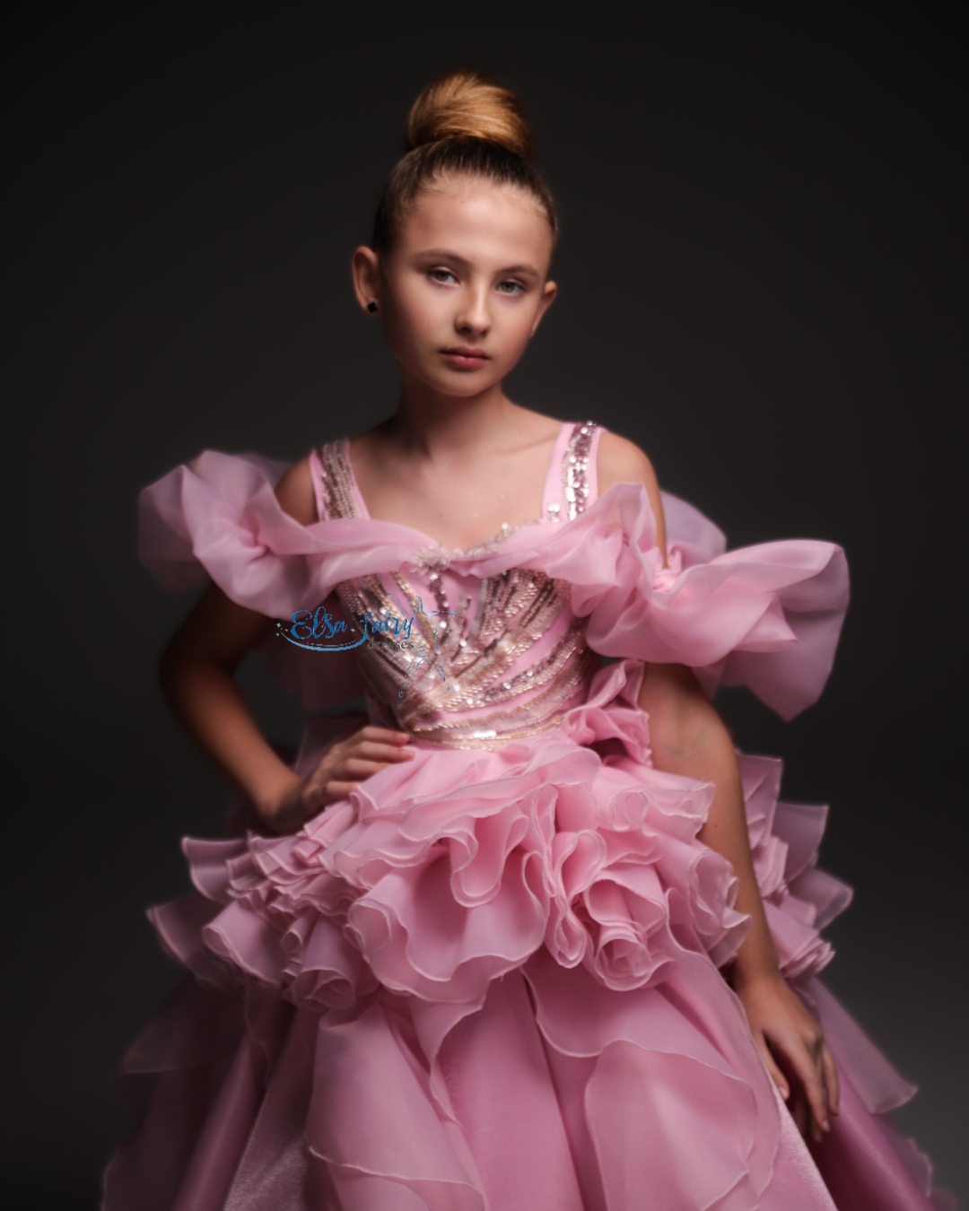 Pink couture special occasion dress, Pageant ball gown, Birthday Girl Dress, Flower Girl Dress, Wedding guest Dress, junior bridesmaid gown