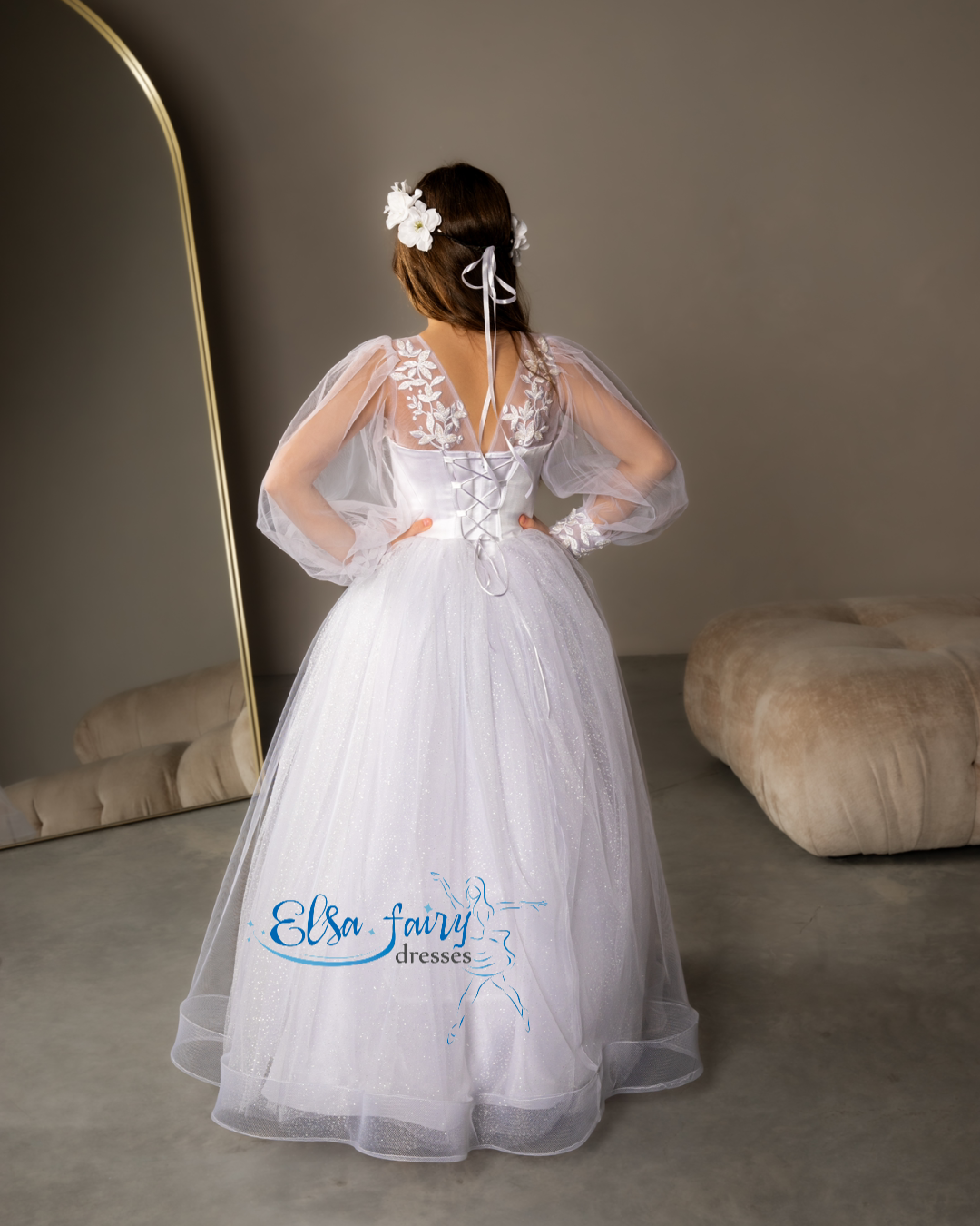 White First Communion & Baptism dress, Flower Girl Dress, wedding guest dress, formal wear, special occasion gown, Junior Bridesmaid dress