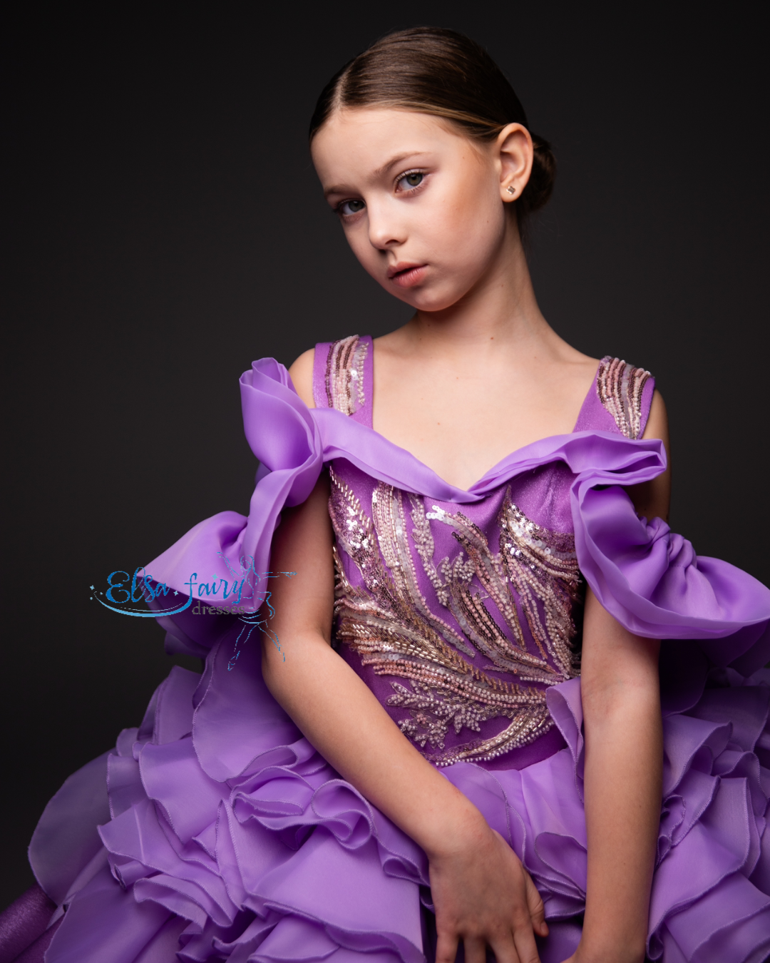 Lilac couture special occasion dress, Pageant ball gown, Birthday Girl Dress, Flower Girl Dress, Wedding guest Dress, junior bridesmaid gown