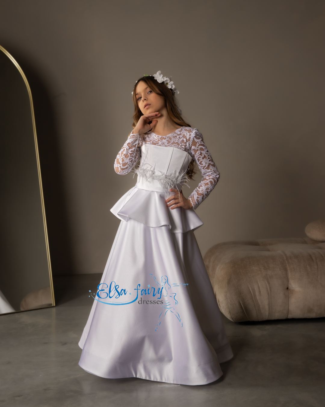 White First Communion & Baptism dress, Flower Girl Dress, wedding guest dress, formal wear, special occasion gown, Junior Bridesmaid dress