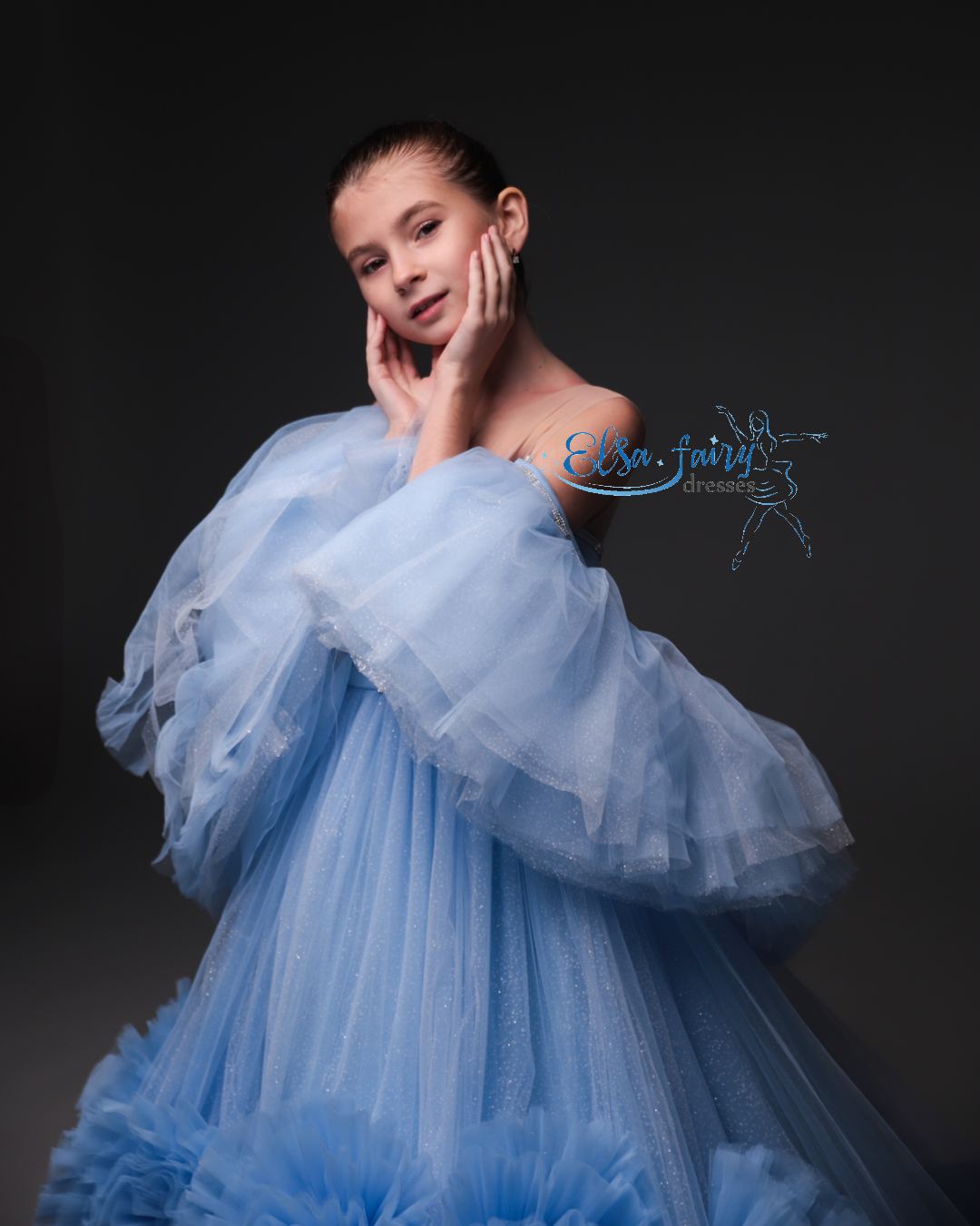 Blue special occasion dress, Pageant ball evening gown, Birthday Girl Dress, Flower Girl Dress, Wedding guest Dress, Girl Birthday Dress, junior bridesmaid gown