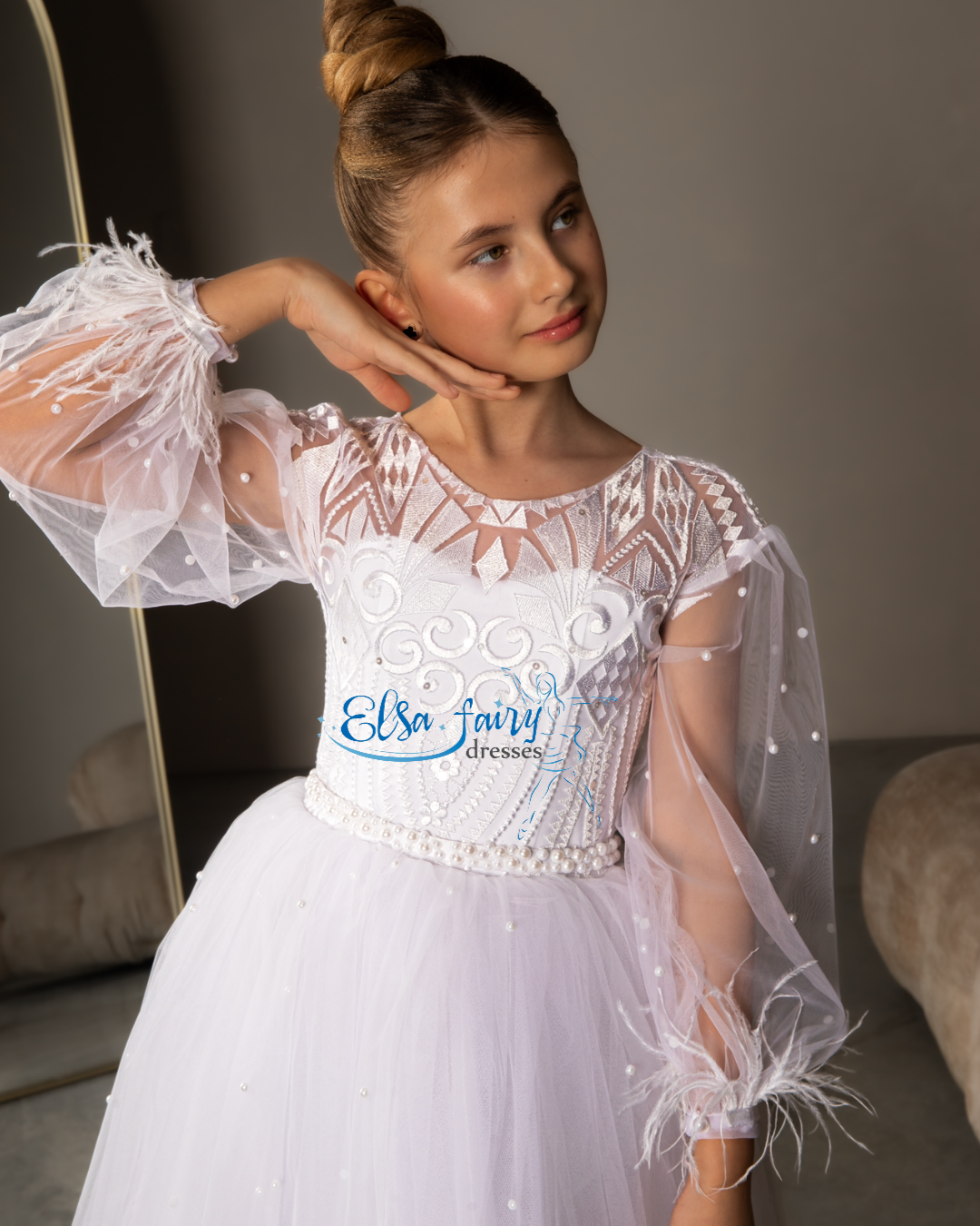 White First Communion & Baptism dress, Flower Girl Dress, wedding guest dress, formal wear, special occasion gown, Junior Bridesmaid dress