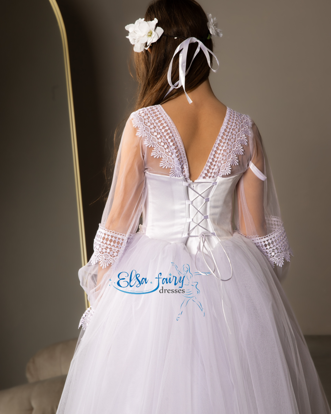 White First Communion & Baptism dress, Flower Girl Dress, wedding guest dress, formal wear, special occasion gown, Junior Bridesmaid dress