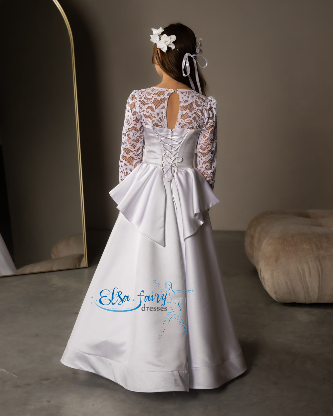 White First Communion & Baptism dress, Flower Girl Dress, wedding guest dress, formal wear, special occasion gown, Junior Bridesmaid dress