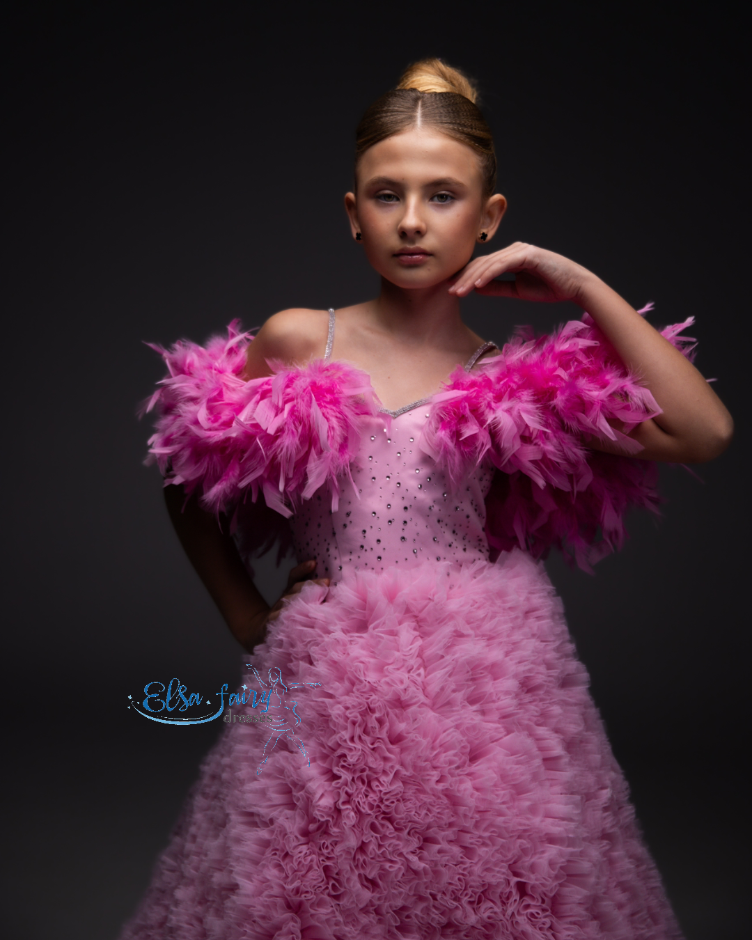 Pink tulle evening gown, Pageant ball gown, Birthday Girl Dress, Flower Girl Dress, Wedding guest Dress, special occasion dress, junior bridesmaid gown