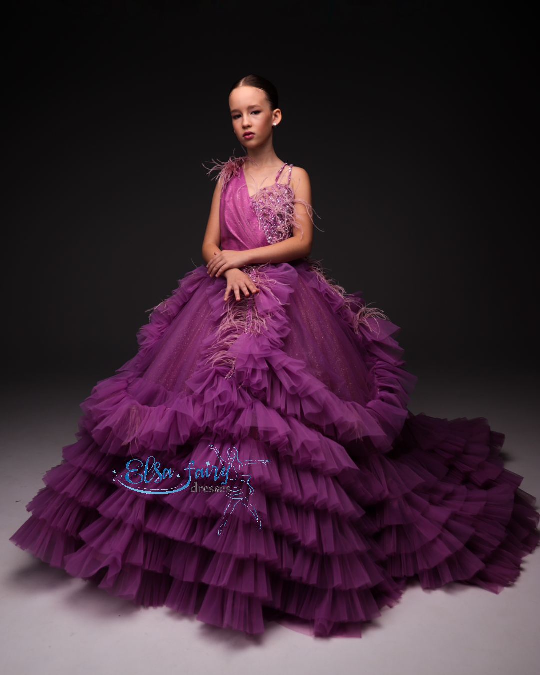 Lilac Gala evening gown, Pageant ball gown, Flower Girl Dress, Wedding guest Dress, Girl Birthday Dress, junior bridesmaid gown