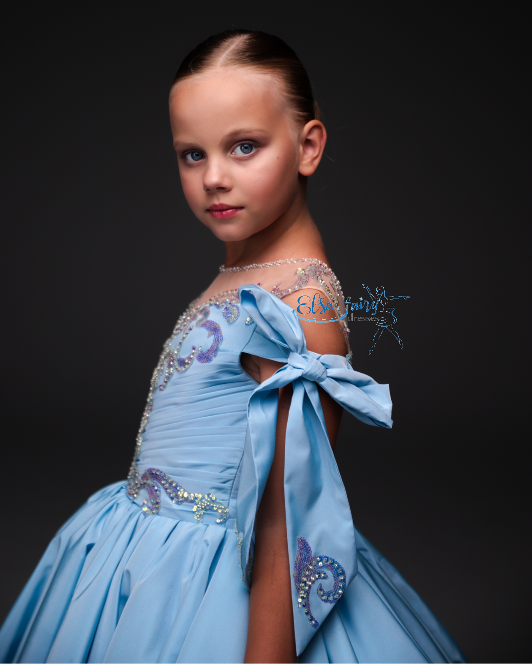 Blue Gala evening gown, Pageant ball gown, Birthday Girl Dress, Flower Girl Dress, Wedding guest Dress, Girl Birthday Dress, junior bridesmaid gown