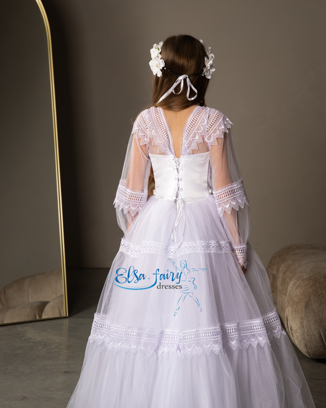 White First Communion & Baptism dress, Flower Girl Dress, wedding guest dress, formal wear, special occasion gown, Junior Bridesmaid dress