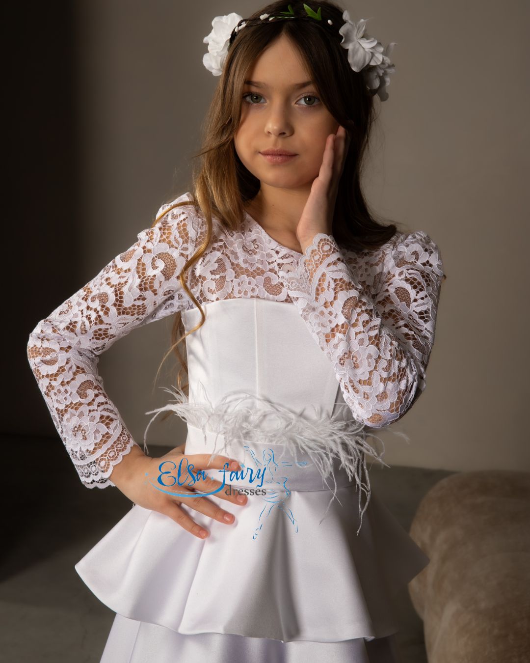 White First Communion & Baptism dress, Flower Girl Dress, wedding guest dress, formal wear, special occasion gown, Junior Bridesmaid dress