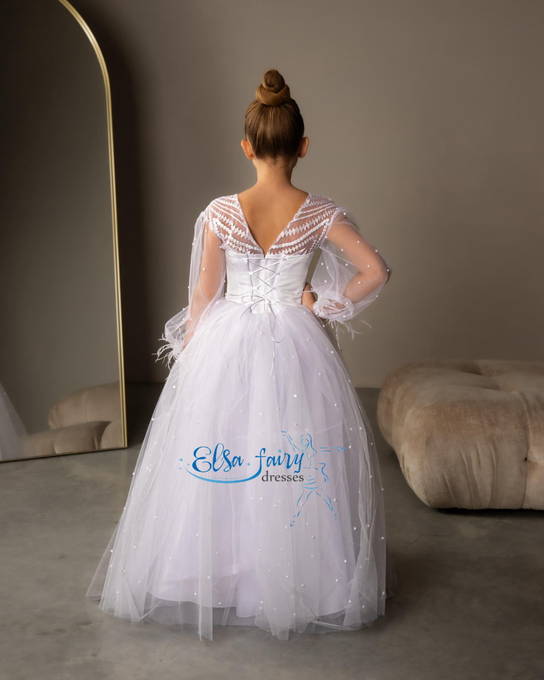 White First Communion & Baptism dress, Flower Girl Dress, wedding guest dress, formal wear, special occasion gown, Junior Bridesmaid dress