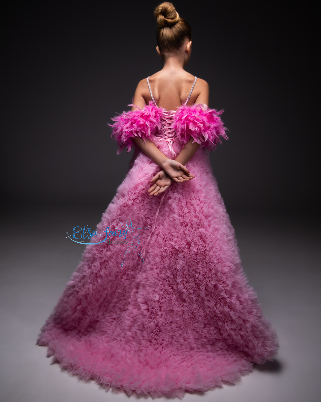 Pink tulle evening gown, Pageant ball gown, Birthday Girl Dress, Flower Girl Dress, Wedding guest Dress, special occasion dress, junior bridesmaid gown